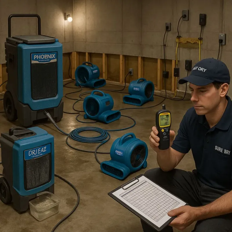 Structural Drying and Dehumidification process in Woodbury, MN